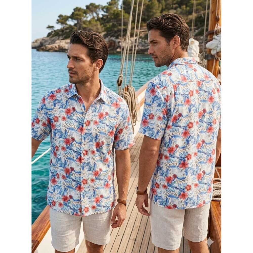 Tommy Bahama Botanical Bay Shirt Mens XL Silk CoolMax Floral Hawaiian Button Up